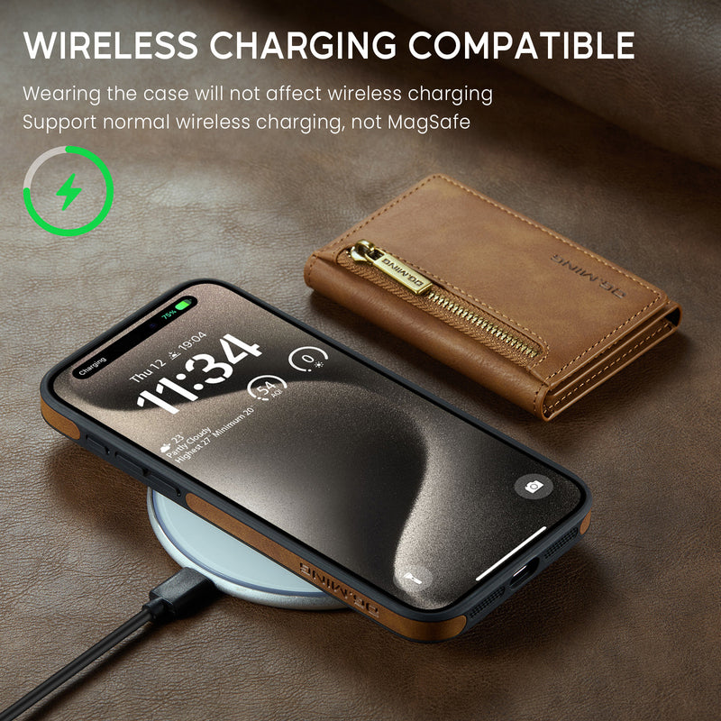 iPhone Cover- Wireless Charger Phone Case Magnetic Card Holder Protective Sleeve