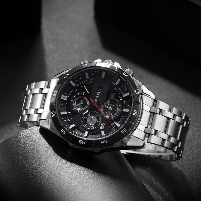 Men’s Chronograph-Style Watch | Blue Bezel Date Display Wrist Watch