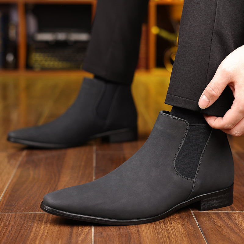 Boots For Men- British-Style Suede Men's Chelsea Boots With Elastic Cuffs, Durable Low-Heeled Business Men's Boots, Cross-Border Dropshipping