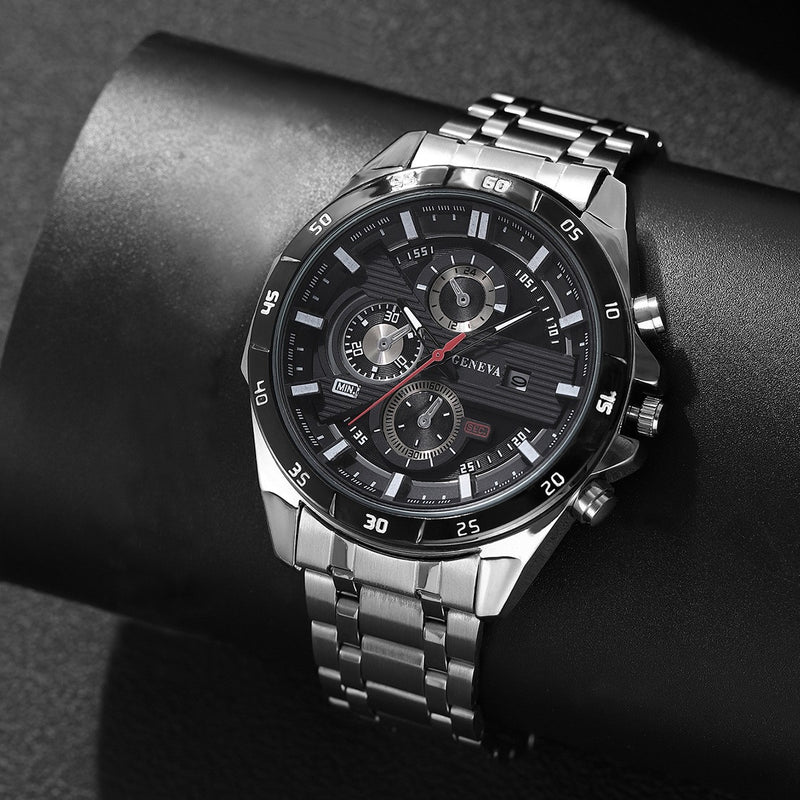 Men’s Chronograph-Style Watch | Blue Bezel Date Display Wrist Watch