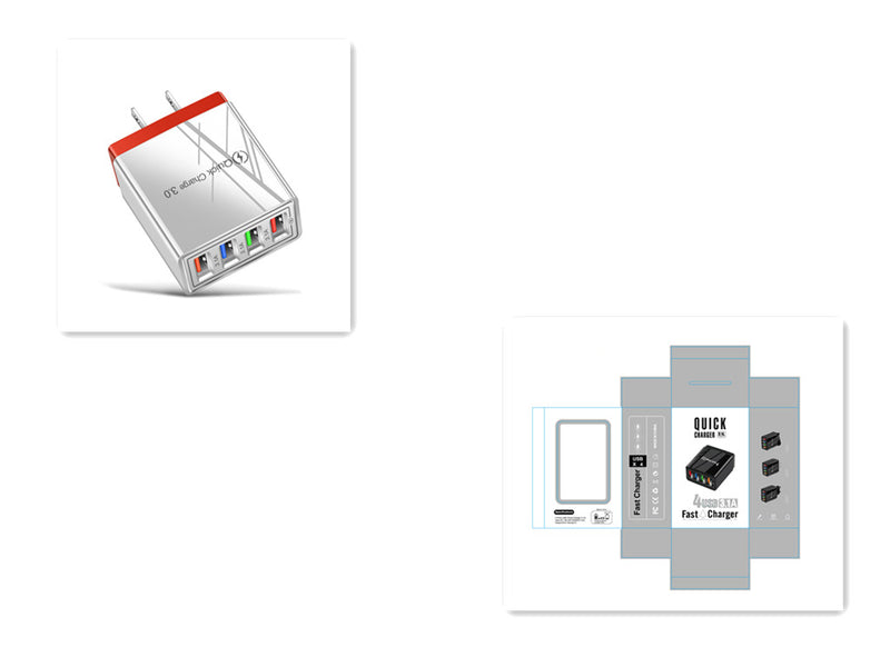 Adapter- USB Charger Quick Charge 3.0 4 Phone Adapter For Tablet Portable Wall Mobile Charger Fast Charger