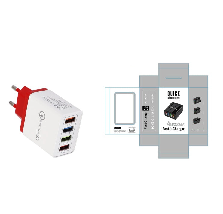 Adapter- USB Charger Quick Charge 3.0 4 Phone Adapter For Tablet Portable Wall Mobile Charger Fast Charger