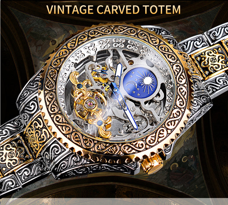 Watch for Men- Forsining Skeleton Carved Tourbillon Mechanical Watches Luxury Men's Wristwatch