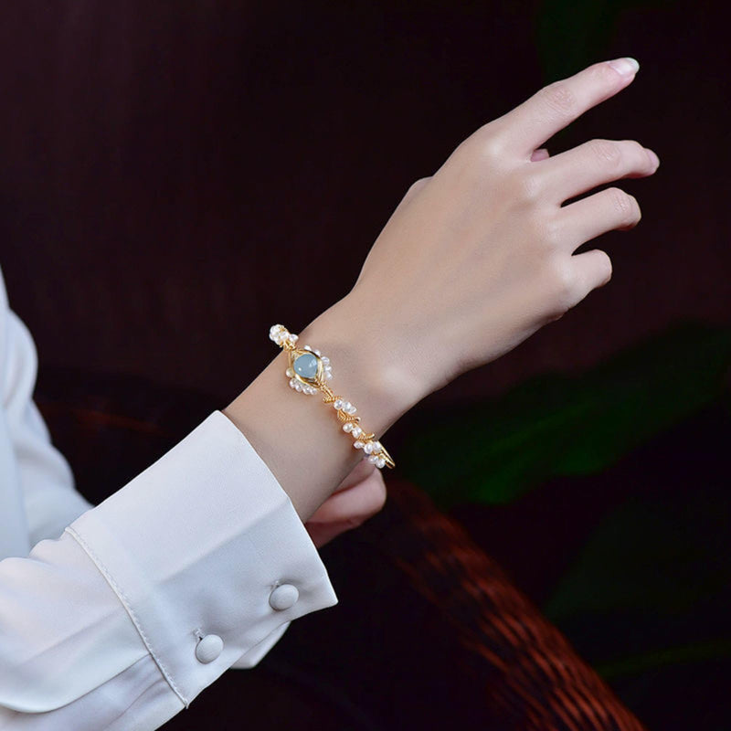 Bracelets For Women- Pearl Bracelets For Women Gold Plating Pearl Bracelet Gold Wire Braided Vintage Style Bracelets Cuff Bracelets Fashion Bracelet