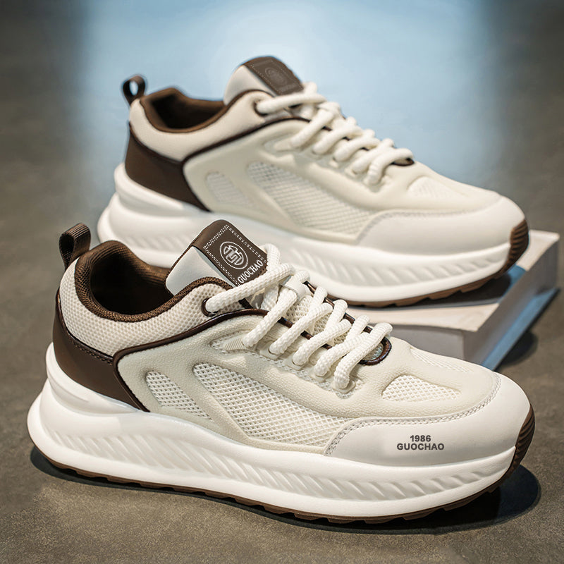 Shoes For Men- Men's New Spring Breathable Hollow Mesh Sneakers, Versatile Height Increasing Running Athletic Trendy Shoes For Teenagers