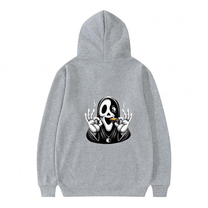 Streetwear Skull Print Hoodie for Men and Women, Casual Sports Sweatshirt