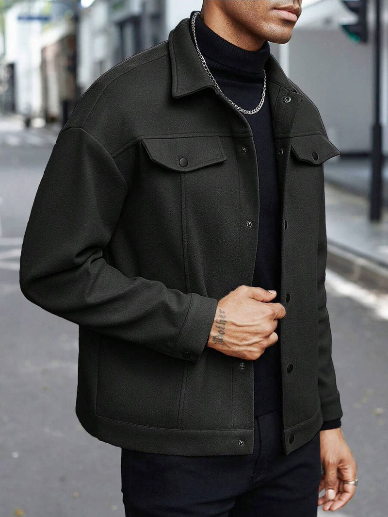 Jacket For Men- European And American Cross-Border Amazon Temu Autumn And Winter New Style Men's Woolen Lapel Jacket Casual Sports Business Jacket For Men