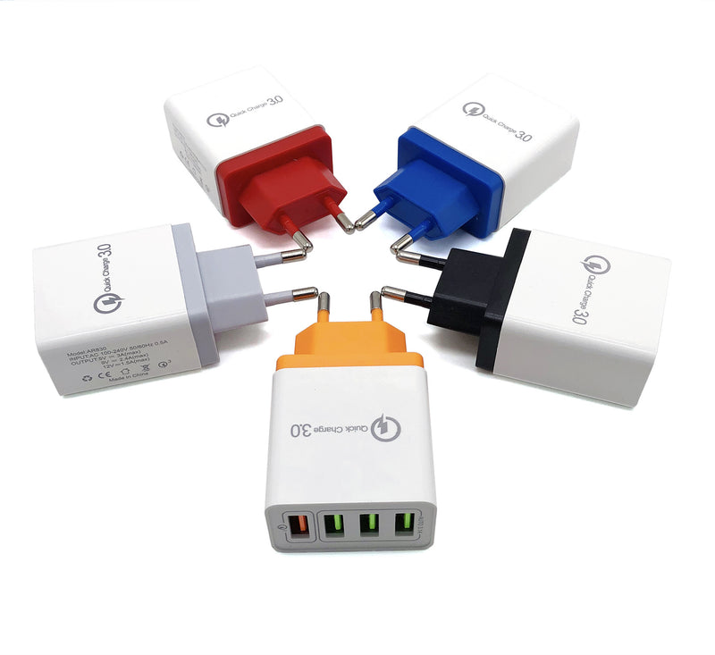 Adapter- USB Charger Quick Charge 3.0 4 Phone Adapter For Tablet Portable Wall Mobile Charger Fast Charger