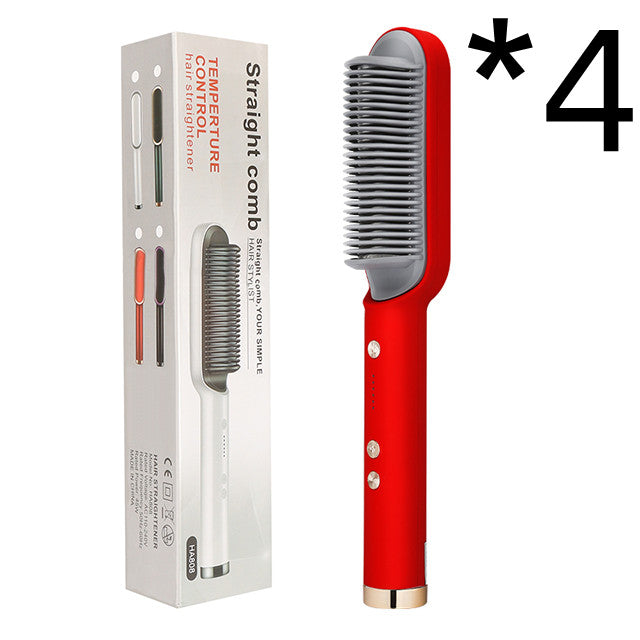 2-in-1 Straightener- New 2 In 1 Hair Straightener Hot Comb Negative Ion Curling Tong Dual-purpose Electric Hair Brush