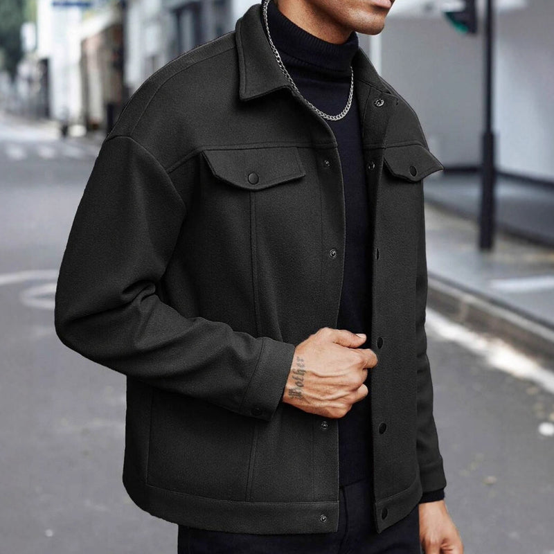 Jacket For Men- European And American Cross-Border Amazon Temu Autumn And Winter New Style Men's Woolen Lapel Jacket Casual Sports Business Jacket For Men