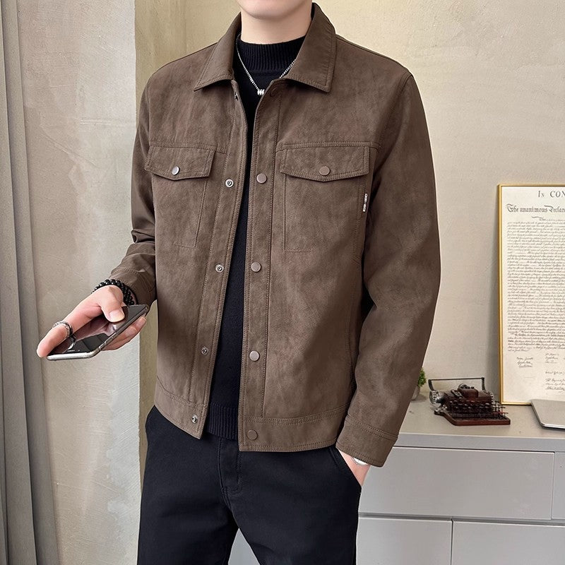 Jacket For Men- Men's Classic Simple Versatile And Comfortable Suede-collared Jacket