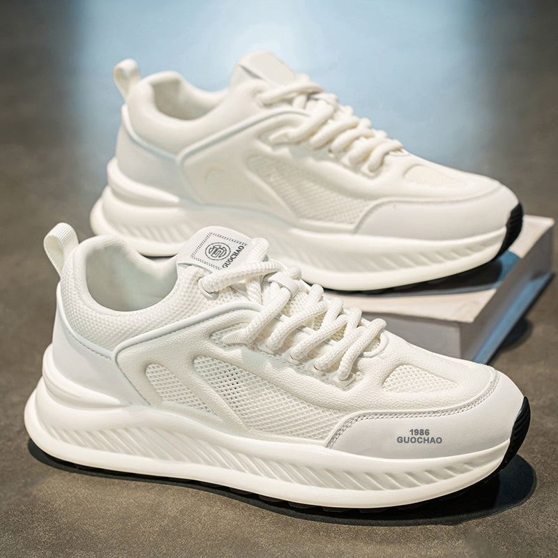 Shoes For Men- Men's New Spring Breathable Hollow Mesh Sneakers, Versatile Height Increasing Running Athletic Trendy Shoes For Teenagers