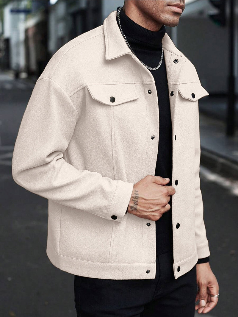 Jacket For Men- European And American Cross-Border Amazon Temu Autumn And Winter New Style Men's Woolen Lapel Jacket Casual Sports Business Jacket For Men