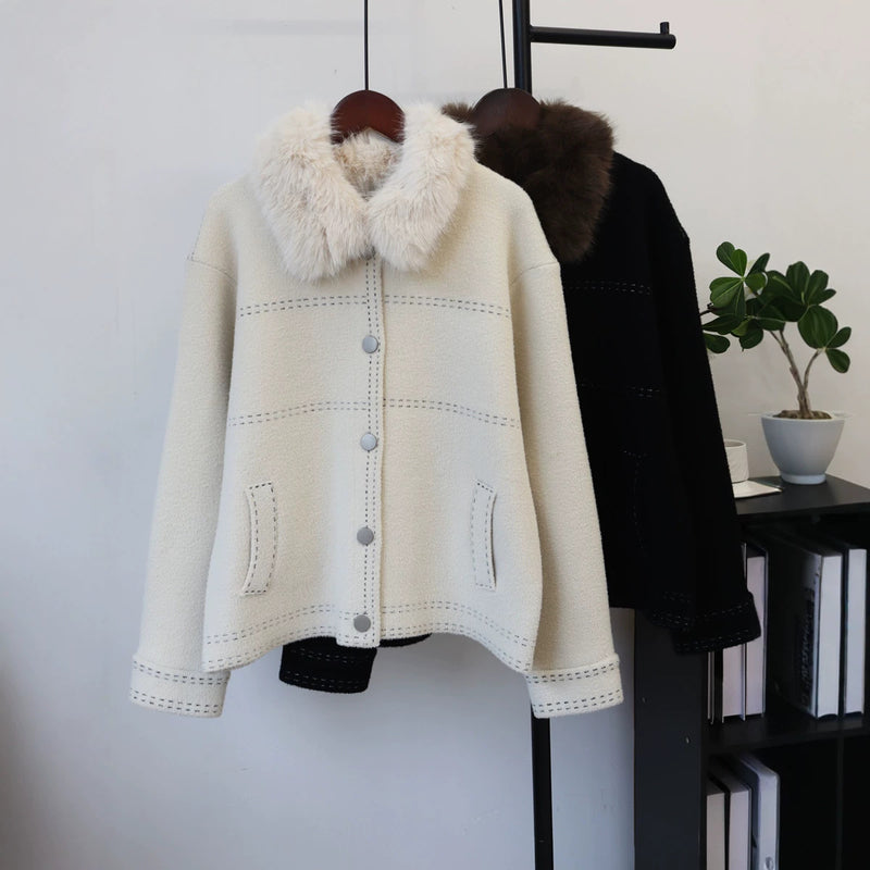 Loose collar long sleeved sweater