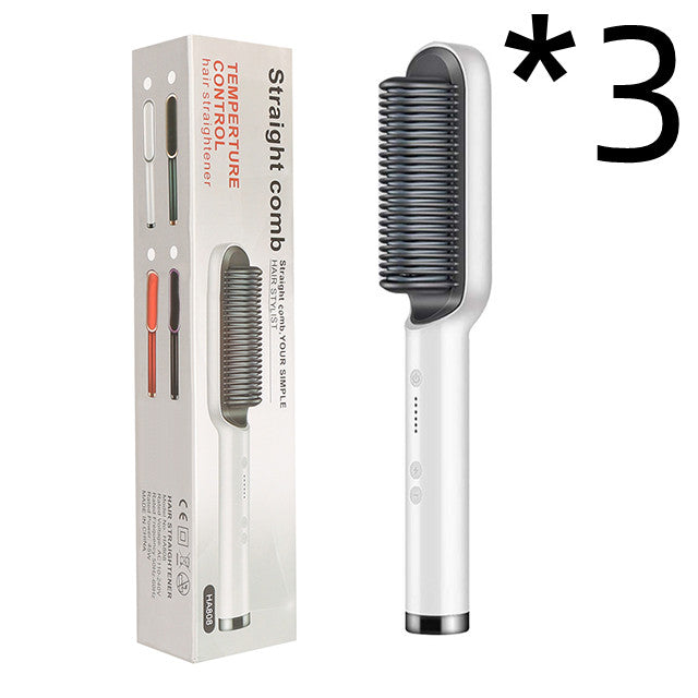 2-in-1 Straightener- New 2 In 1 Hair Straightener Hot Comb Negative Ion Curling Tong Dual-purpose Electric Hair Brush