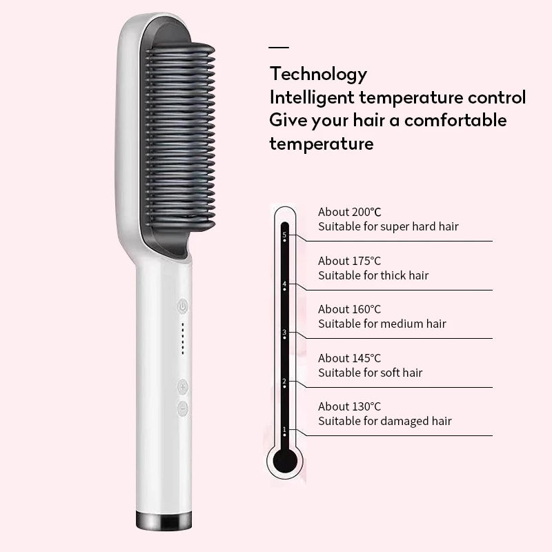 2-in-1 Straightener- New 2 In 1 Hair Straightener Hot Comb Negative Ion Curling Tong Dual-purpose Electric Hair Brush