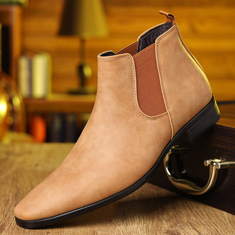 Boots For Men- British-Style Suede Men's Chelsea Boots With Elastic Cuffs, Durable Low-Heeled Business Men's Boots, Cross-Border Dropshipping