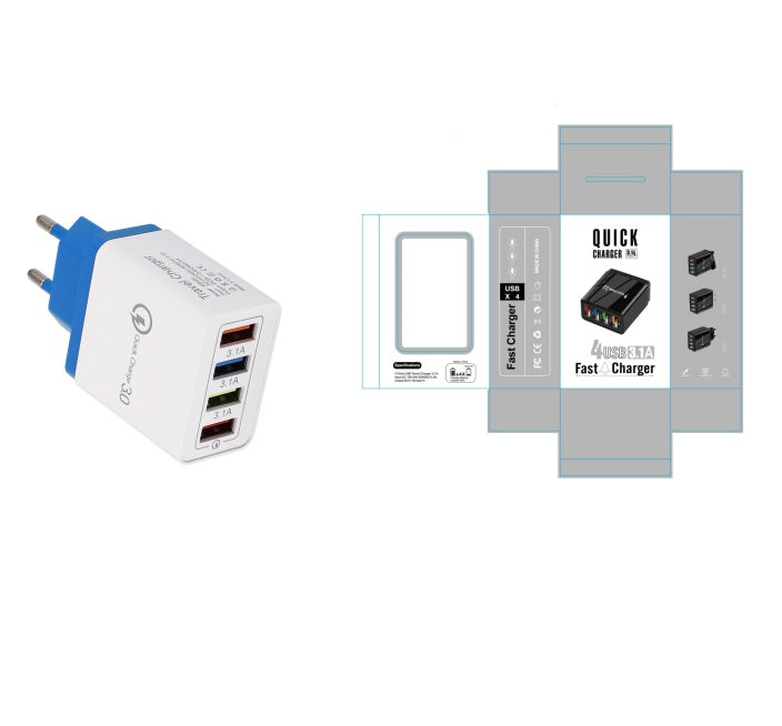 Adapter- USB Charger Quick Charge 3.0 4 Phone Adapter For Tablet Portable Wall Mobile Charger Fast Charger
