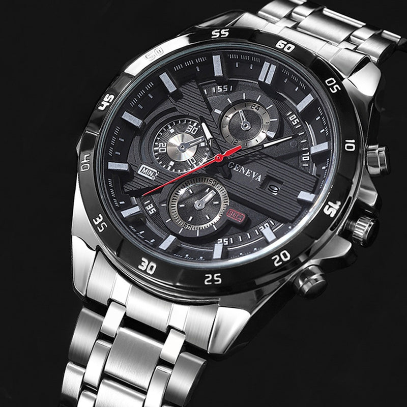 Men’s Chronograph-Style Watch | Blue Bezel Date Display Wrist Watch