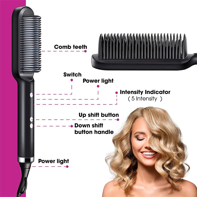 2-in-1 Straightener- New 2 In 1 Hair Straightener Hot Comb Negative Ion Curling Tong Dual-purpose Electric Hair Brush