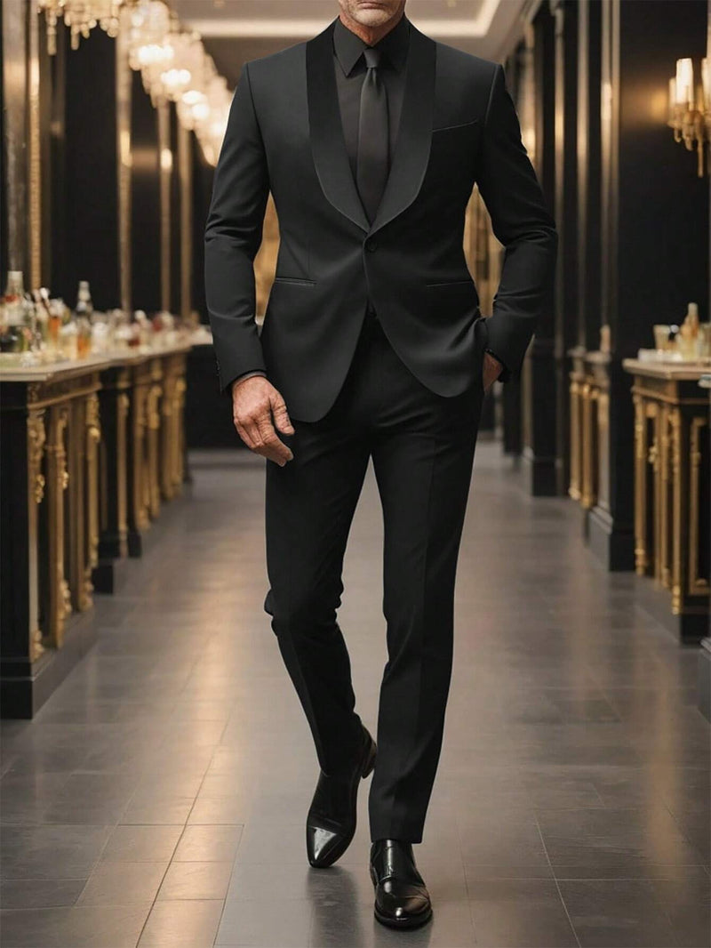 Sui Set Men's- European And American Men's Solid Color Suits Business Wedding Banquet Formal Wear Suit Set Men