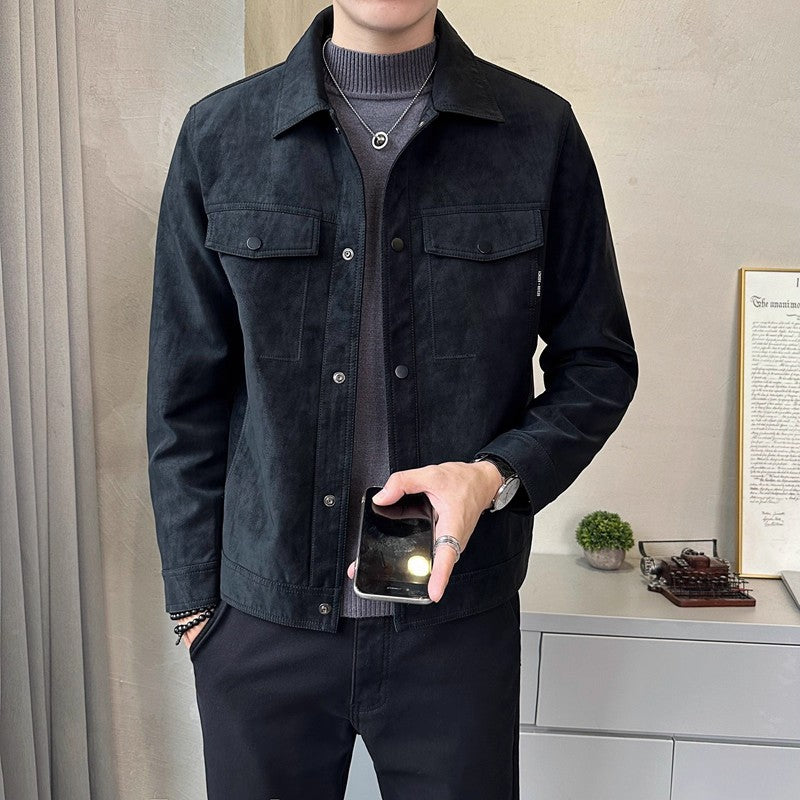 Jacket For Men- Men's Classic Simple Versatile And Comfortable Suede-collared Jacket