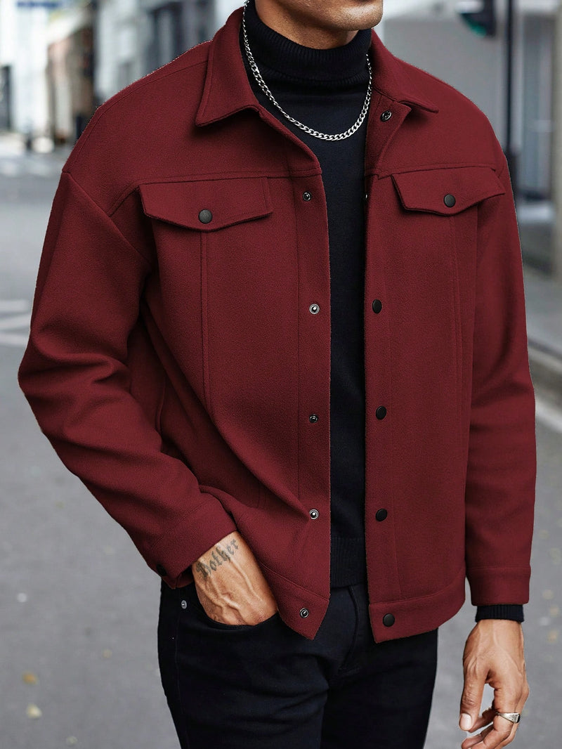 Jacket For Men- European And American Cross-Border Amazon Temu Autumn And Winter New Style Men's Woolen Lapel Jacket Casual Sports Business Jacket For Men