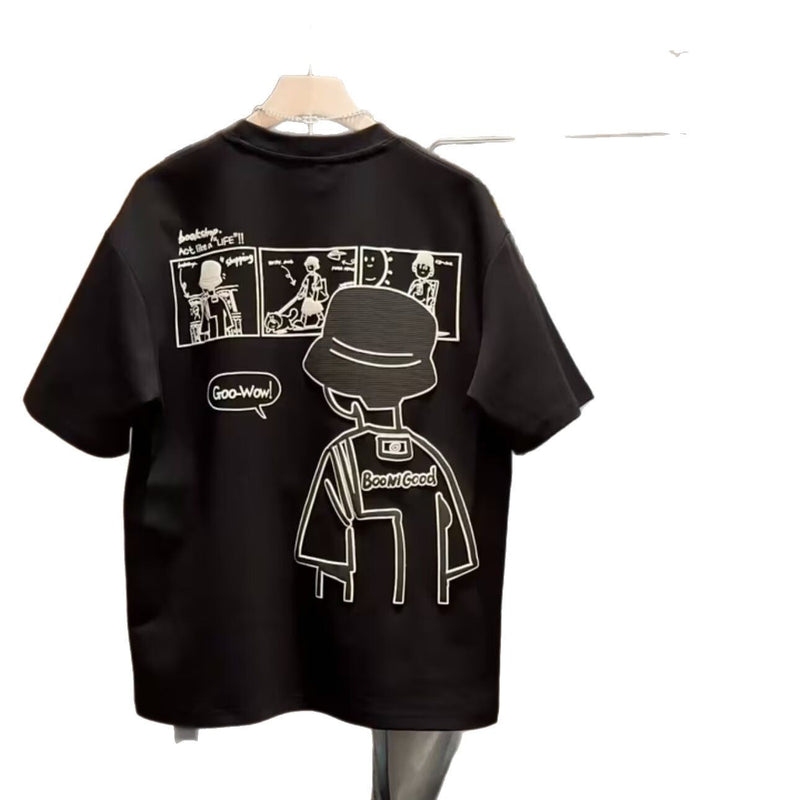 T-Shirt For Men- Brand Short Sleeve Ins 100 Cotton Coat Summer Men's Printed T-shirt Trendy Men And Women All-matching Crew Neck T-shirt Men