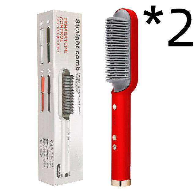 2-in-1 Straightener- New 2 In 1 Hair Straightener Hot Comb Negative Ion Curling Tong Dual-purpose Electric Hair Brush