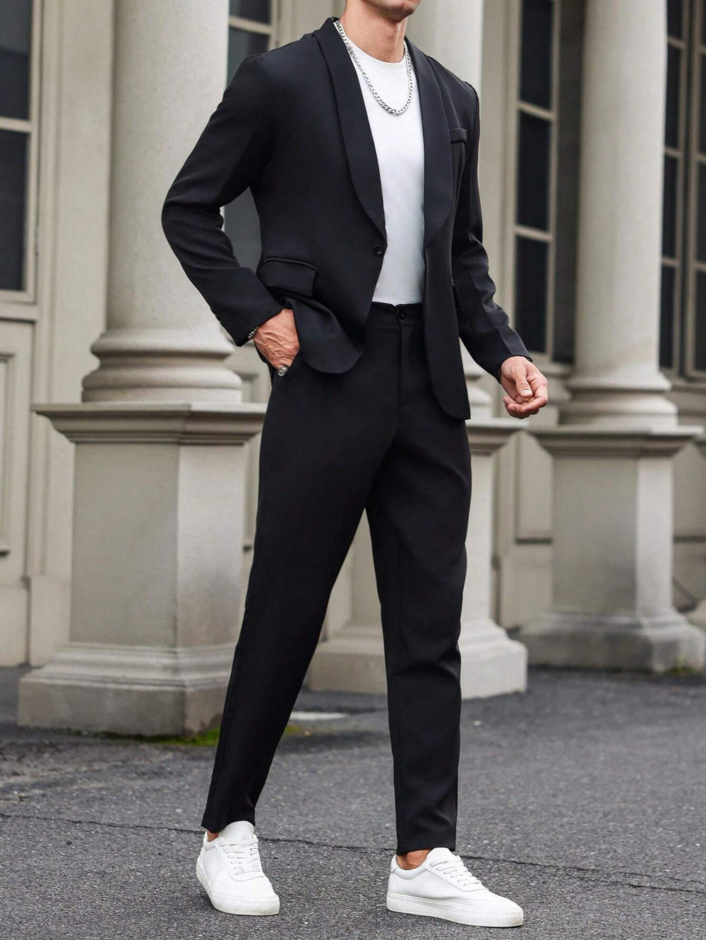 Sui Set Men's- European And American Men's Solid Color Suits Business Wedding Banquet Formal Wear Suit Set Men