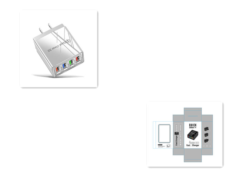 Adapter- USB Charger Quick Charge 3.0 4 Phone Adapter For Tablet Portable Wall Mobile Charger Fast Charger