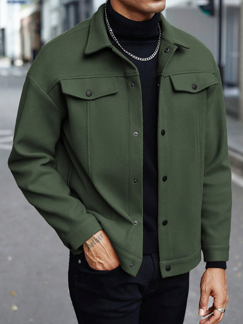 Jacket For Men- European And American Cross-Border Amazon Temu Autumn And Winter New Style Men's Woolen Lapel Jacket Casual Sports Business Jacket For Men