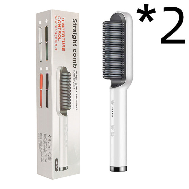 2-in-1 Straightener- New 2 In 1 Hair Straightener Hot Comb Negative Ion Curling Tong Dual-purpose Electric Hair Brush