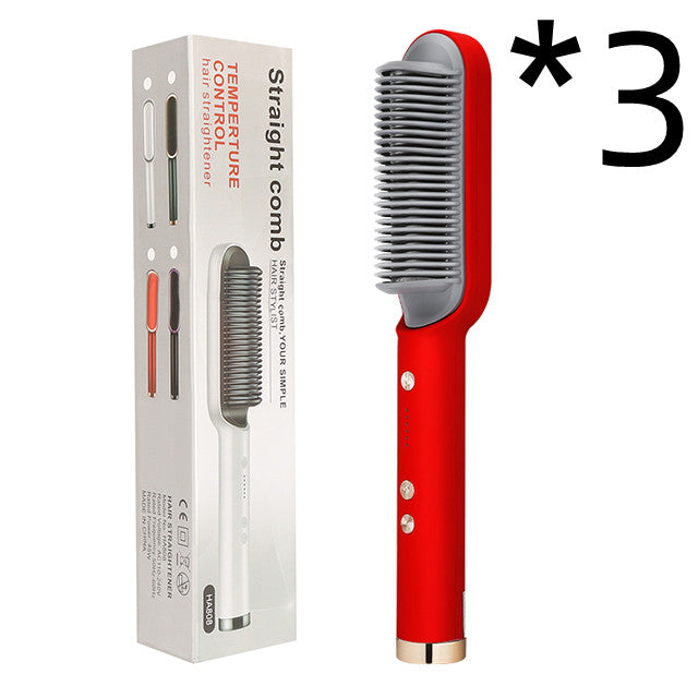 2-in-1 Straightener- New 2 In 1 Hair Straightener Hot Comb Negative Ion Curling Tong Dual-purpose Electric Hair Brush