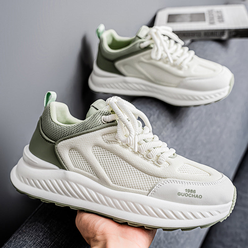 Shoes For Men- Men's New Spring Breathable Hollow Mesh Sneakers, Versatile Height Increasing Running Athletic Trendy Shoes For Teenagers