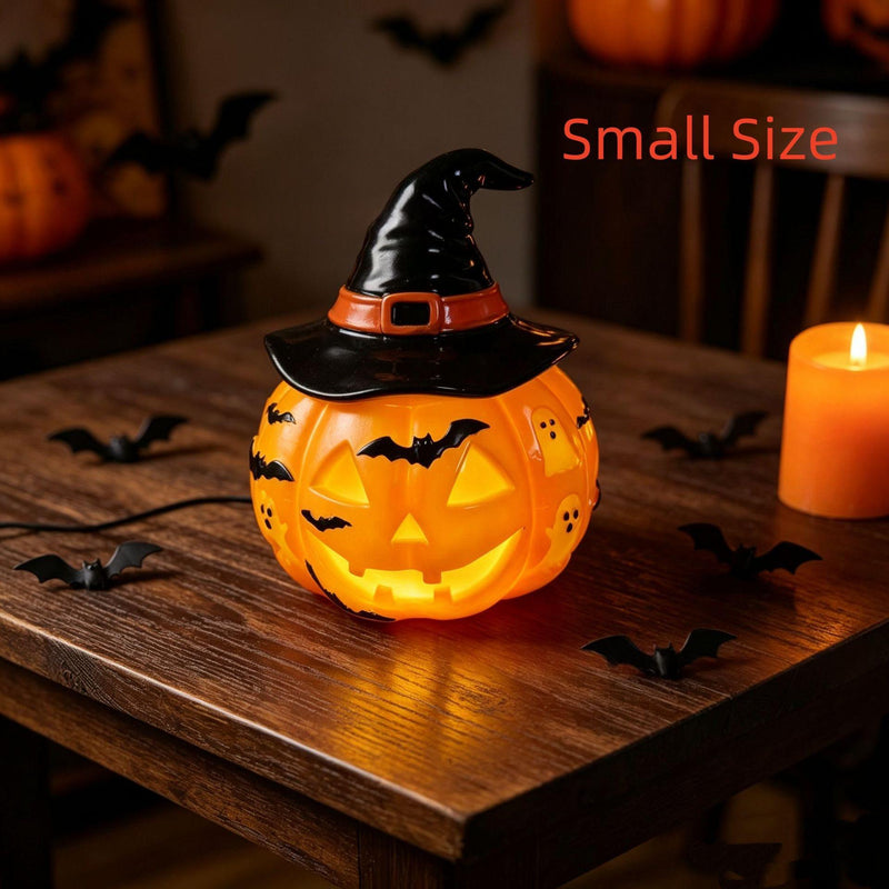 Halloween Night Light USB Powered Handcrafted Resin Pumpkin Lamp Retro Glowing Gothic Halloween Table Lamp Holiday Decor