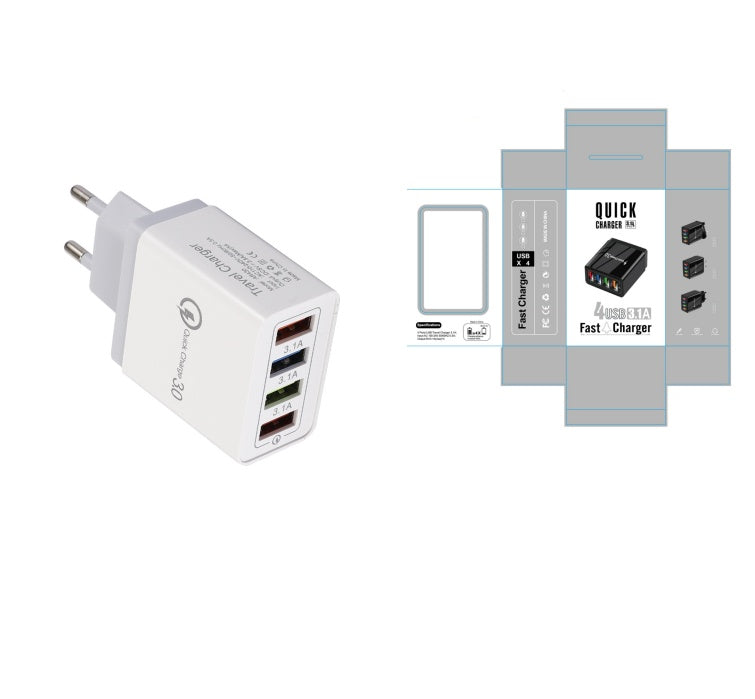 Adapter- USB Charger Quick Charge 3.0 4 Phone Adapter For Tablet Portable Wall Mobile Charger Fast Charger