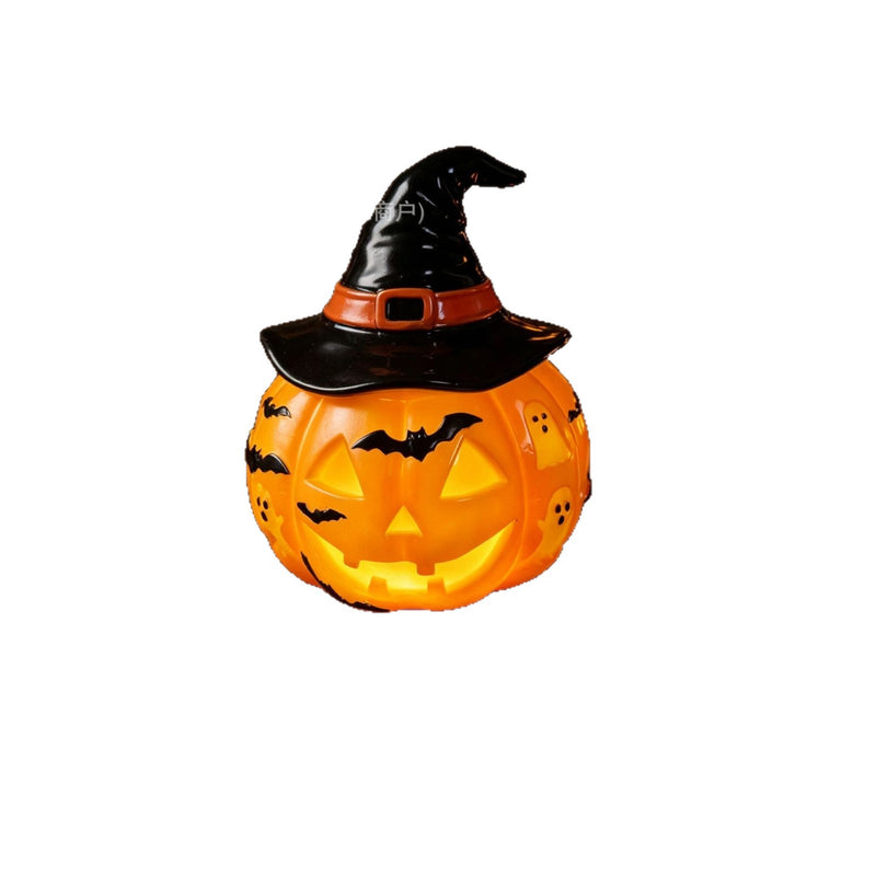 Halloween Night Light USB Powered Handcrafted Resin Pumpkin Lamp Retro Glowing Gothic Halloween Table Lamp Holiday Decor