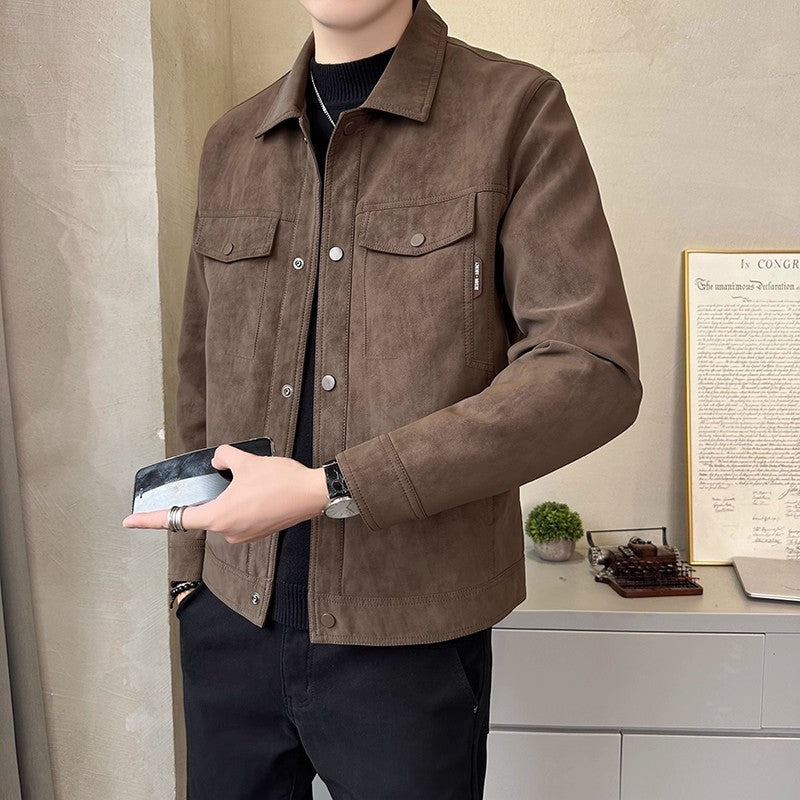 Jacket For Men- Men's Classic Simple Versatile And Comfortable Suede-collared Jacket
