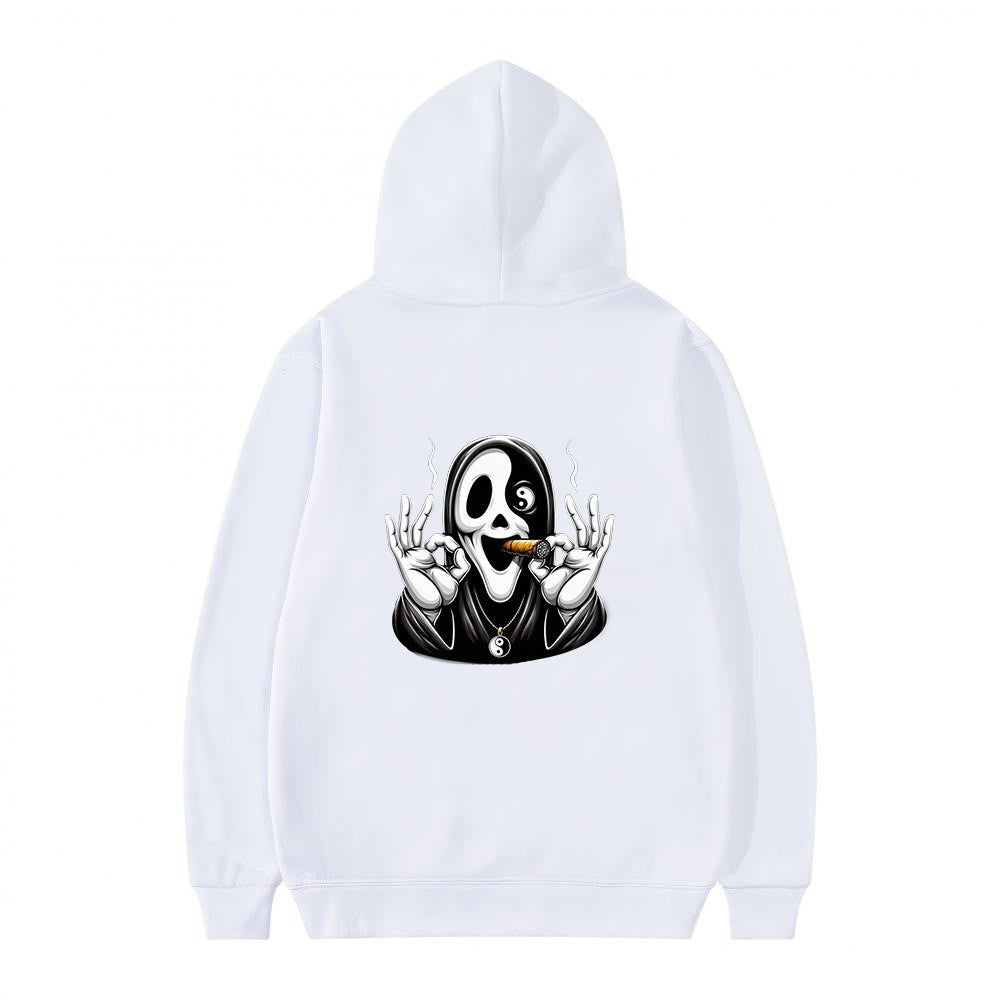 Streetwear Skull Print Hoodie for Men and Women, Casual Sports Sweatshirt