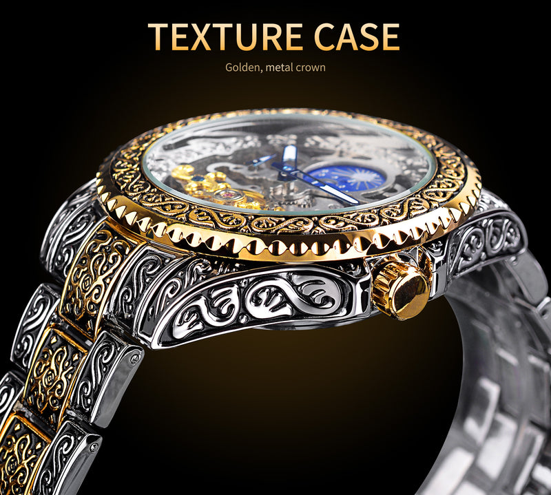 Watch for Men-  Forsining Skeleton Carved Tourbillon Mechanical Watches Luxury Men's Wristwatch