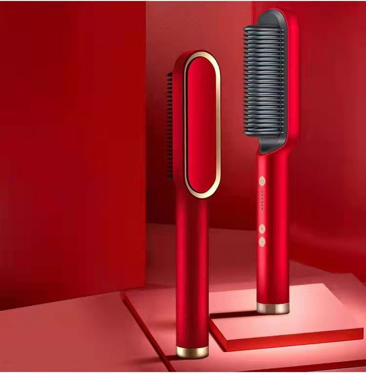 2-in-1 Straightener- New 2 In 1 Hair Straightener Hot Comb Negative Ion Curling Tong Dual-purpose Electric Hair Brush