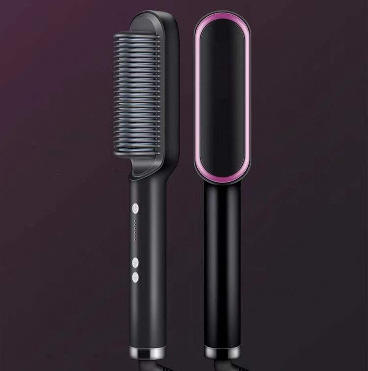 2-in-1 Straightener- New 2 In 1 Hair Straightener Hot Comb Negative Ion Curling Tong Dual-purpose Electric Hair Brush