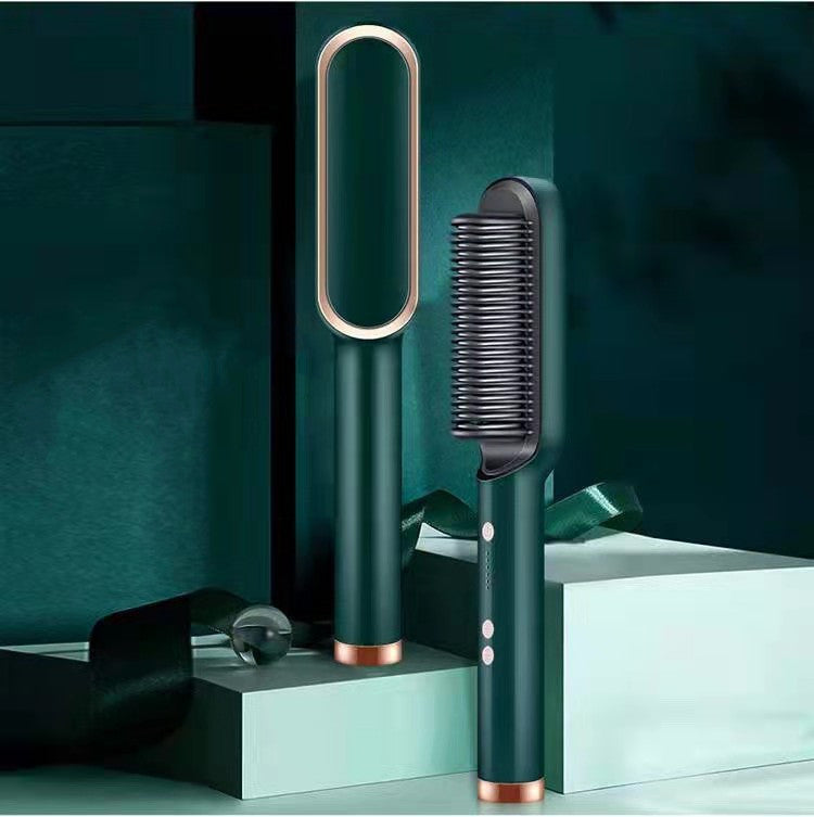 2-in-1 Straightener- New 2 In 1 Hair Straightener Hot Comb Negative Ion Curling Tong Dual-purpose Electric Hair Brush