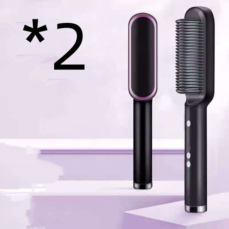 2-in-1 Straightener- New 2 In 1 Hair Straightener Hot Comb Negative Ion Curling Tong Dual-purpose Electric Hair Brush