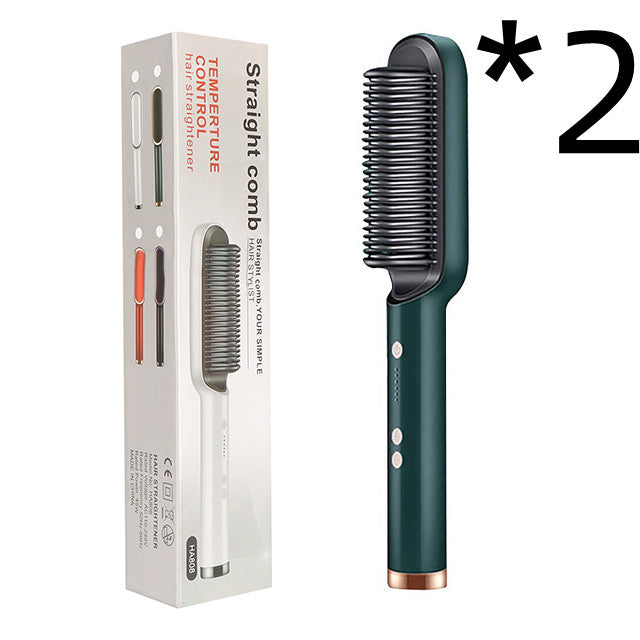 2-in-1 Straightener- New 2 In 1 Hair Straightener Hot Comb Negative Ion Curling Tong Dual-purpose Electric Hair Brush