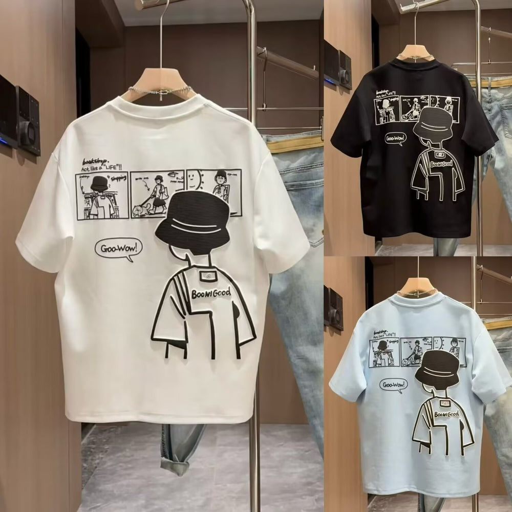 T-Shirt For Men- Brand Short Sleeve Ins 100 Cotton Coat Summer Men's Printed T-shirt Trendy Men And Women All-matching Crew Neck T-shirt Men