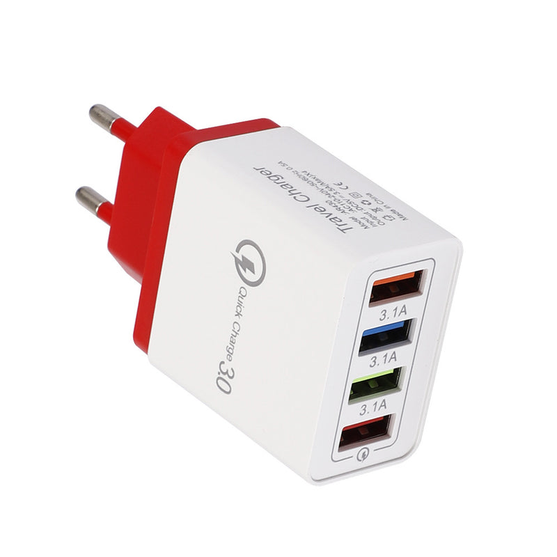 Adapter- USB Charger Quick Charge 3.0 4 Phone Adapter For Tablet Portable Wall Mobile Charger Fast Charger