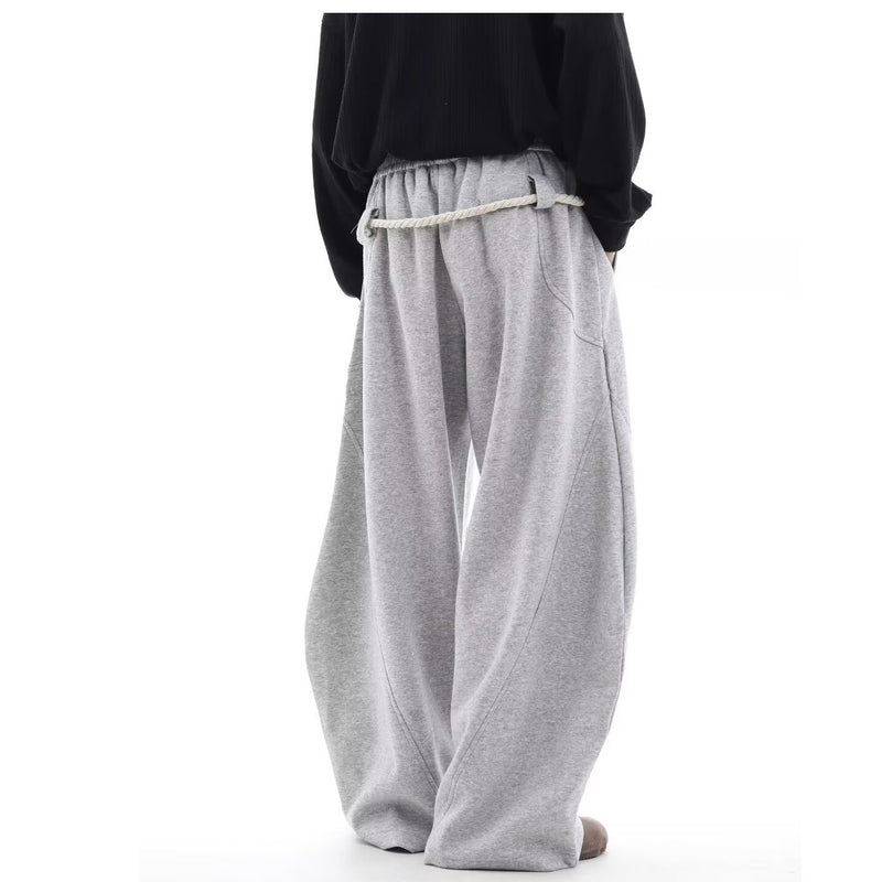 Pants For Men- Women- Retro Gray Sports Wide-leg Pants Loose Casual Pants