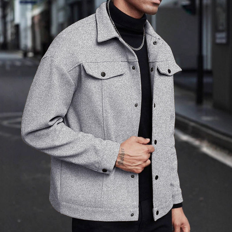 Jacket For Men- European And American Cross-Border Amazon Temu Autumn And Winter New Style Men's Woolen Lapel Jacket Casual Sports Business Jacket For Men